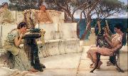 Sir Lawrence Alma-Tadema,OM.RA,RWS Sappho and Alcaeus oil on canvas